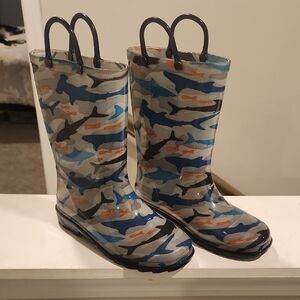 Kids Shark Print Rain Boots
